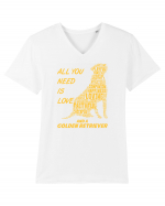 Golden Retriever Tricou mânecă scurtă guler V Bărbat Presenter