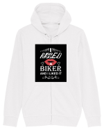 I kissed a biker white Hanorac cu fermoar Unisex Connector
