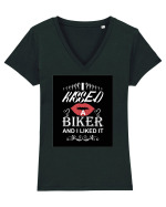 I kissed a biker white Tricou mânecă scurtă guler V Damă Evoker