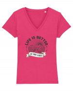 Life is better Tricou mânecă scurtă guler V Damă Evoker