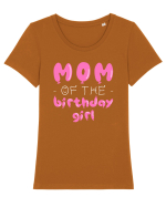 Mom of the birthday girl Pink Tricou mânecă scurtă guler larg fitted Damă Expresser