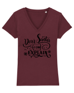 Dear Santa I can explain Tricou mânecă scurtă guler V Damă Evoker