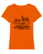 Dear Santa I can explain Tricou mânecă scurtă guler larg fitted Damă Expresser