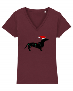 Santa Dog Tricou mânecă scurtă guler V Damă Evoker