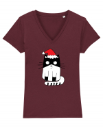 Santa Cat Tricou mânecă scurtă guler V Damă Evoker