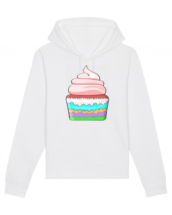 Delicious colored pink cupcake White