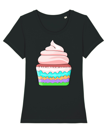 Delicious colored pink cupcake Black