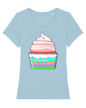 Delicious colored pink cupcake Sky Blue
