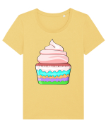 Delicious colored pink cupcake Tricou mânecă scurtă guler larg fitted Damă Expresser