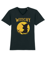cu desene de Halloween - Witchy Tricou mânecă scurtă guler V Bărbat Presenter