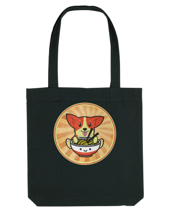 Corgi Eating Ramen Black