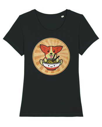 Corgi Eating Ramen Black