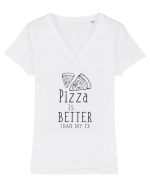 Pizza is Better Tricou mânecă scurtă guler V Damă Evoker
