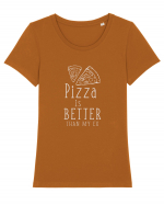 Pizza is Better Tricou mânecă scurtă guler larg fitted Damă Expresser