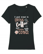 CORGI and coffee Tricou mânecă scurtă guler larg fitted Damă Expresser