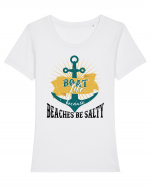 Beaches Be Salty Tricou mânecă scurtă guler larg fitted Damă Expresser