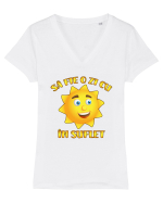 Sa fie o zi cu soare in suflet Tricou mânecă scurtă guler V Damă Evoker