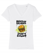 Vacation Calories Burger Tricou mânecă scurtă guler V Damă Evoker