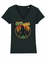 Stay Wild Tricou mânecă scurtă guler V Damă Evoker