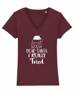 Dear Santa I Really Tried Tricou mânecă scurtă guler V Damă Evoker