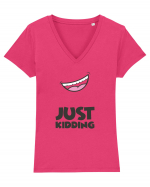 Just Kidding Tricou mânecă scurtă guler V Damă Evoker