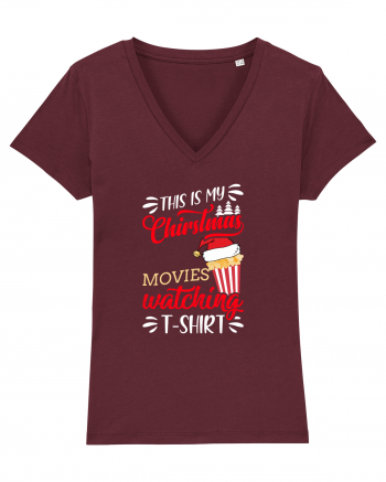 Christmas Movies T Shirt Burgundy