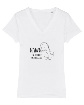 Rawr Is Hello In Dinosaur White