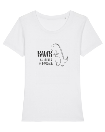 Rawr Is Hello In Dinosaur White