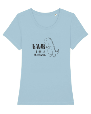 Rawr Is Hello In Dinosaur Sky Blue