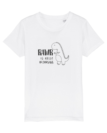 Rawr Is Hello In Dinosaur White