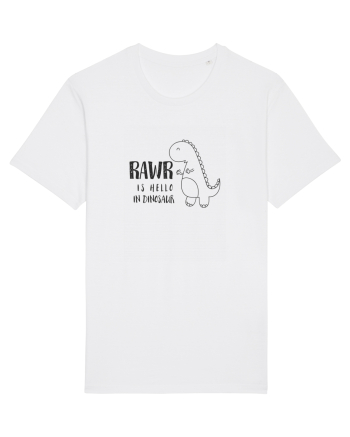 Rawr Is Hello In Dinosaur White
