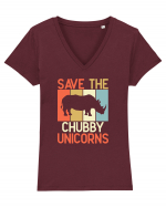 Save the Chubby Unicorns Tricou mânecă scurtă guler V Damă Evoker