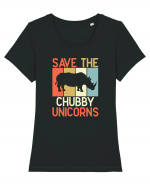 Save the Chubby Unicorns Tricou mânecă scurtă guler larg fitted Damă Expresser