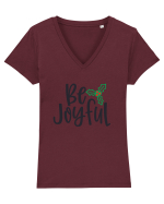 Be Joyful Xmas Tricou mânecă scurtă guler V Damă Evoker
