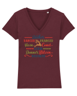 Reindeers Santa Tricou mânecă scurtă guler V Damă Evoker
