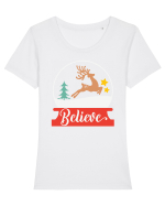 Believe Reindeer Tricou mânecă scurtă guler larg fitted Damă Expresser