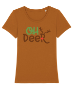 Oh Deer Xmas Tricou mânecă scurtă guler larg fitted Damă Expresser