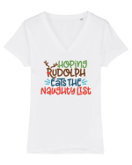 Hoping Rudolph Eats the Naughty List Tricou mânecă scurtă guler V Damă Evoker