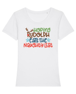 Hoping Rudolph Eats the Naughty List Tricou mânecă scurtă guler larg fitted Damă Expresser