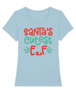Santas Cutest Elf Tricou mânecă scurtă guler larg fitted Damă Expresser