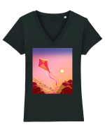 Late Nights Tricou mânecă scurtă guler V Damă Evoker