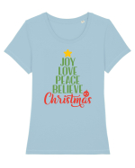 Joy Love Peace Christmas Tricou mânecă scurtă guler larg fitted Damă Expresser