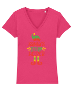 Santas Little Helper Tricou mânecă scurtă guler V Damă Evoker