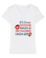 Its a Christmas Movies and Hot Cocoa Tricou mânecă scurtă guler V Damă Evoker
