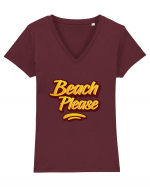 Beach Please 2 Tricou mânecă scurtă guler V Damă Evoker