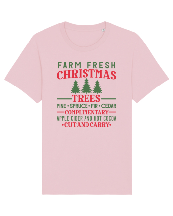 Farm Fresh Xmas Trees Cotton Pink