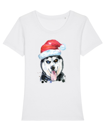 Husky Santa Hat White