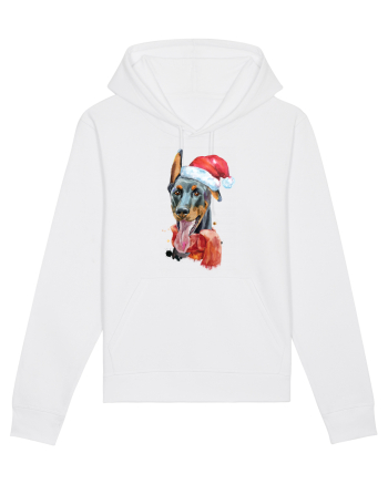 Doberman Santa Hat White
