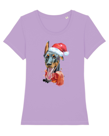 Doberman Santa Hat Lavender Dawn