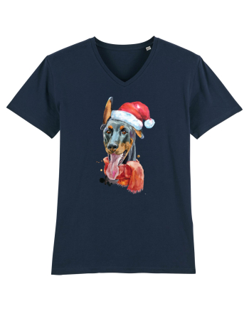 Doberman Santa Hat French Navy